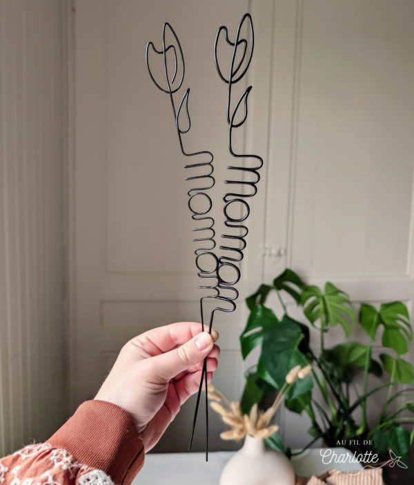 Fleur Tulipe en fil de fer Maman