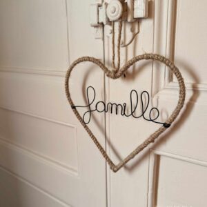 Coeur en corde à accrocher à personnaliser