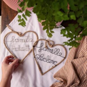 Coeur en corde à accrocher à personnaliser