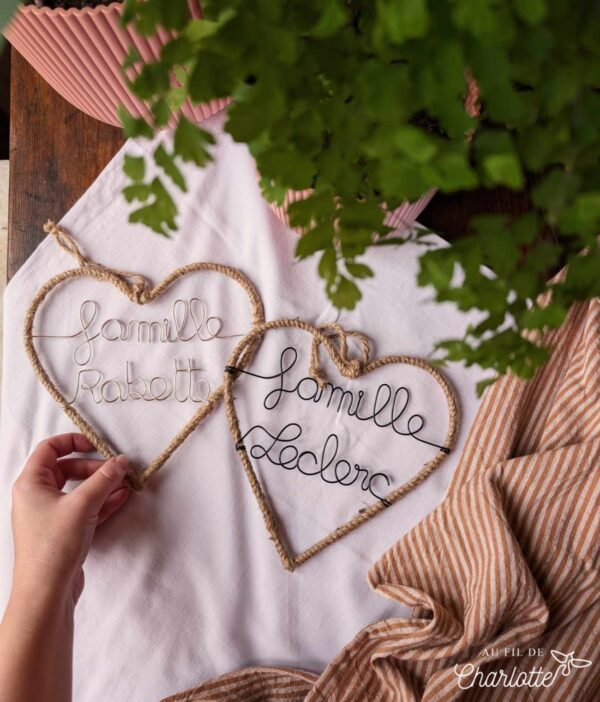 Coeur en corde à accrocher à personnaliser