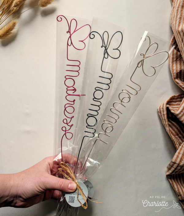 Fleurs papillon en fil de fer Maman Maitresse Nounou