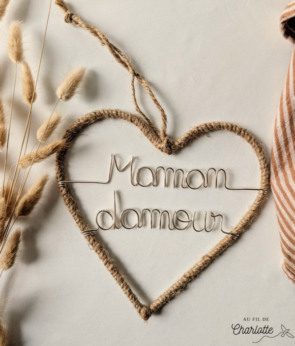 Cœur corde prénom mot fil de fer