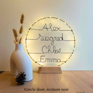 Cercle lumineux prénom famille fil de fer