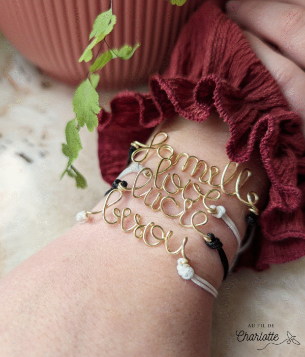 Bracelet prénom mot personnalisé fil de fer