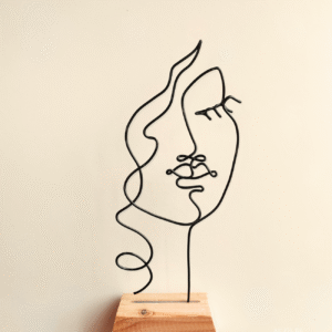Visage femme abstrait fil de fer