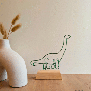 Dinosaure brachiosaurus sur socle en bois