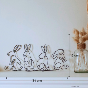 Famille lapins en fil de fer