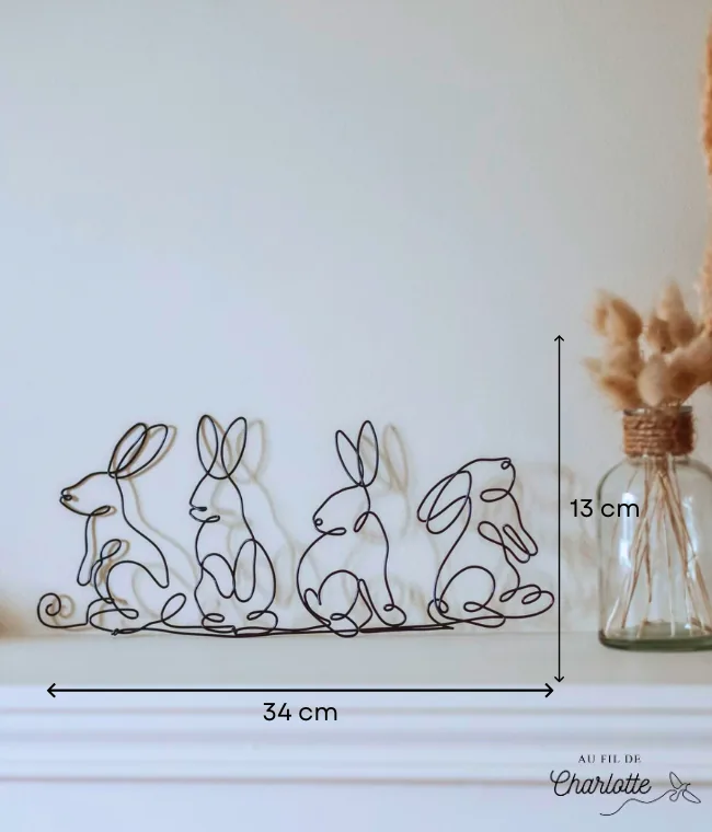 Famille lapins en fil de fer