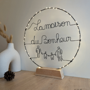 Cercle lumineux fil de fer La maison du bonheur