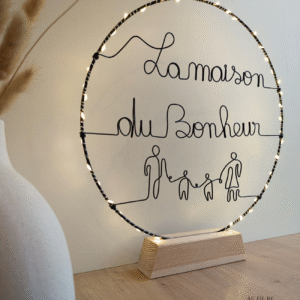 Cercle lumineux fil de fer La maison du bonheur