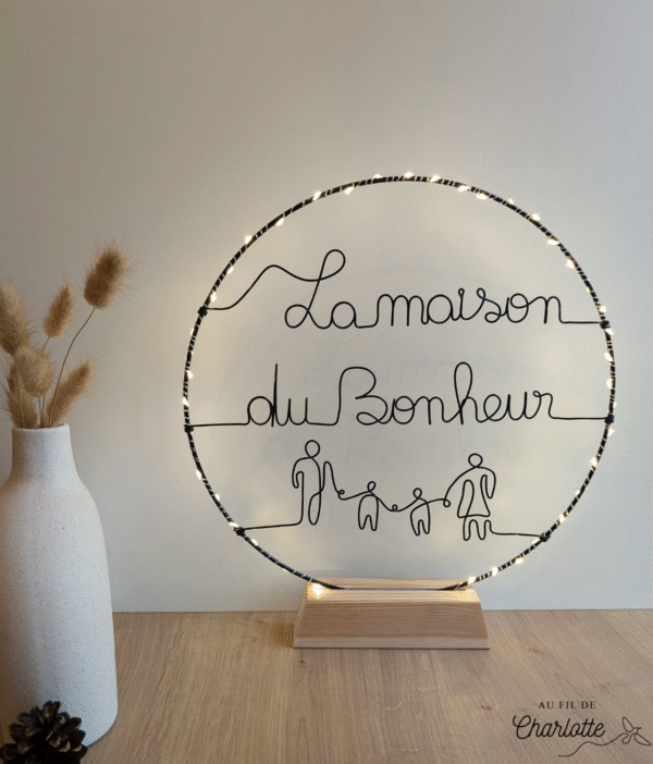 Cercle lumineux fil de fer La maison du bonheur
