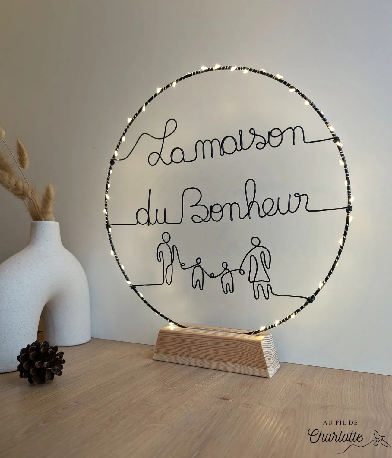 Cercle lumineux fil de fer La maison du bonheur