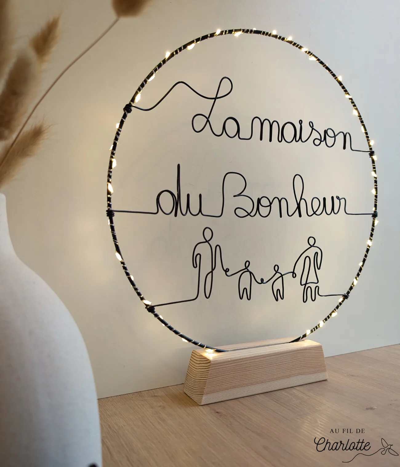 Cercle lumineux fil de fer La maison du bonheur