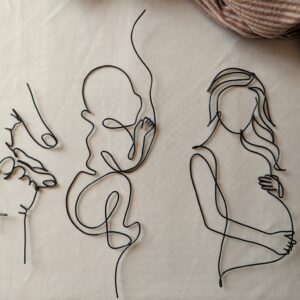 Maman et Bébé en fil d'aluminium décoration murale