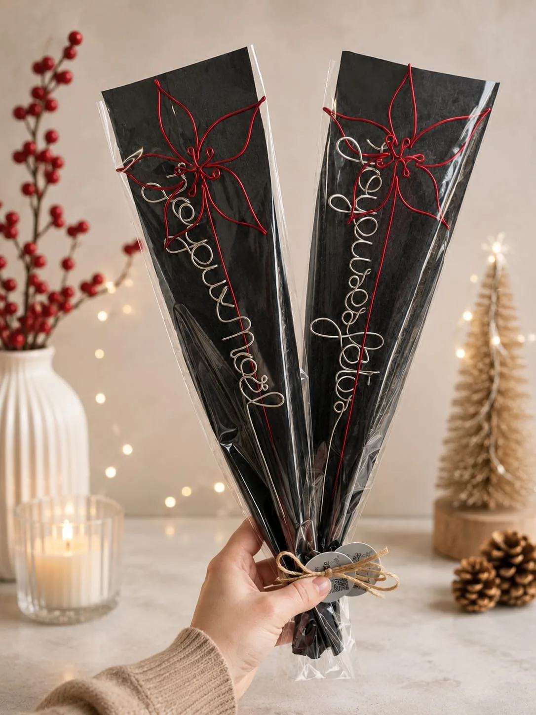 Rose de noël en fil de fer