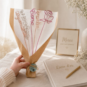 Bouquet de fleurs en fil de fer aluminium, cadeau de mariage