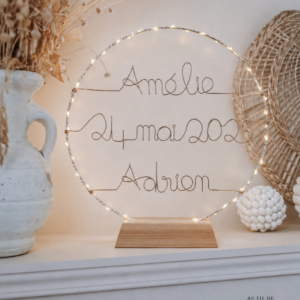 cercle lumineux décoration mariage prénom et date
