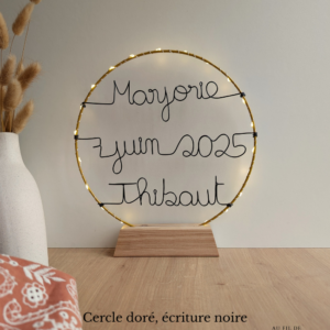 cercle lumineux mariage avec prénoms et date