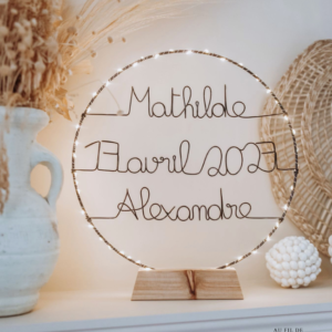 cercle lumineux décoration mariage prénom et date