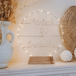 cercle lumineux mariage avec prénoms et date