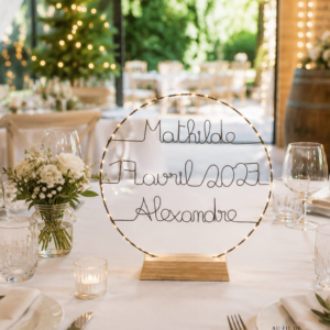 cercle lumineux décoration mariage prénom et date
