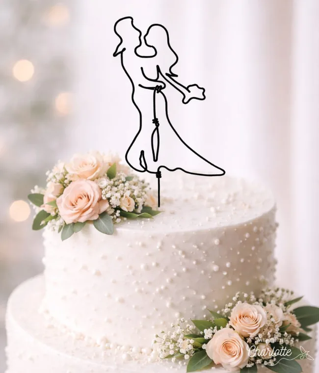 Décoration de gâteau de mariage / cake toper personnalisé en fil de fer