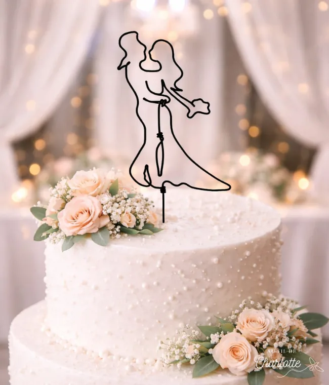 Décoration de gâteau de mariage / cake toper personnalisé en fil de fer