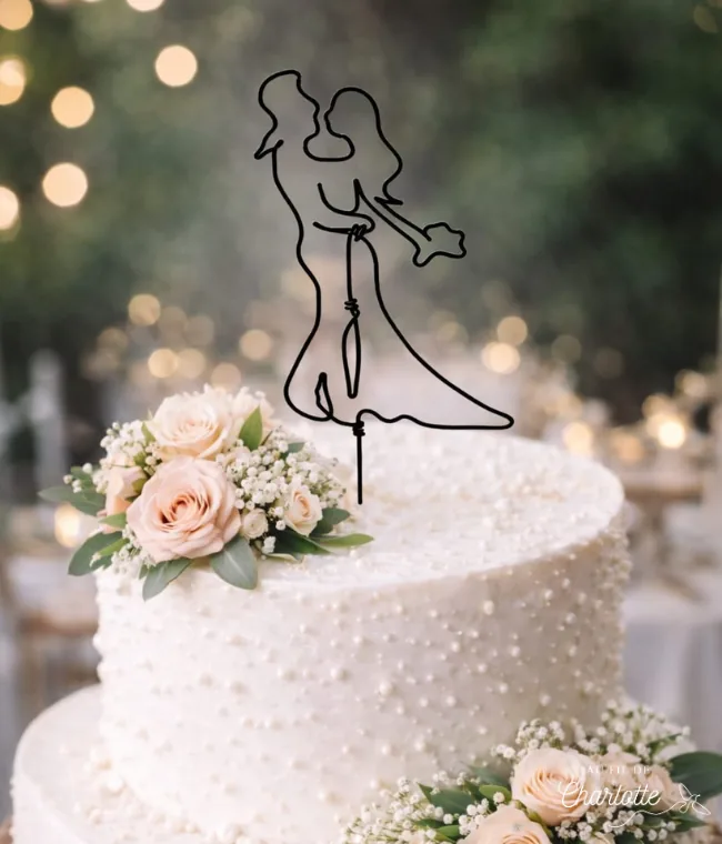 Décoration de gâteau de mariage / cake toper personnalisé en fil de fer