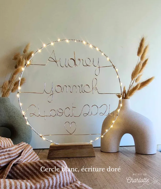 cercle lumineux décoration mariage prénom et date