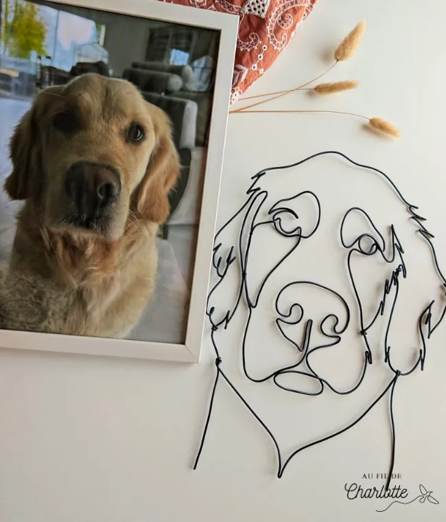 Portrait de chien personnalisé en fil de fer