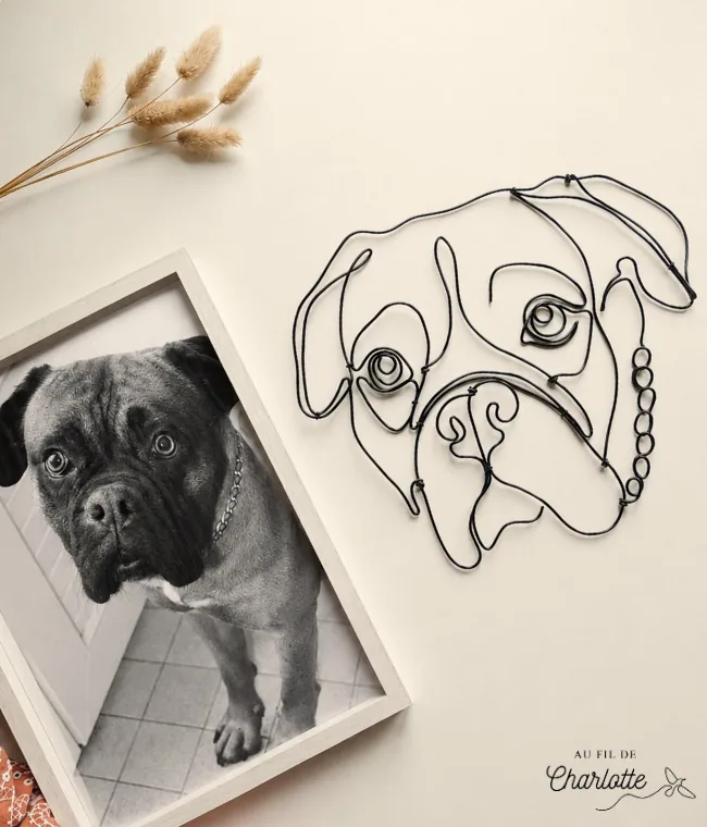 Portrait de chien personnalisé en fil de fer