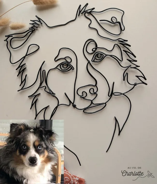 Portrait de chien personnalisé en fil de fer